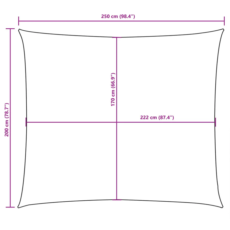 Voile de parasol tissu oxford rectangulaire 2x2,5 m jaune - 10