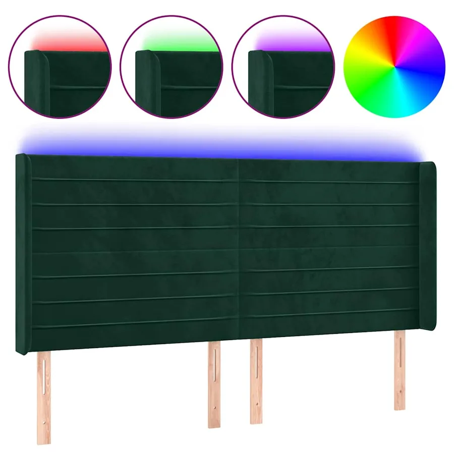 Tête de lit à LED Vert foncé 183x16x118/128 cm Velours - 2