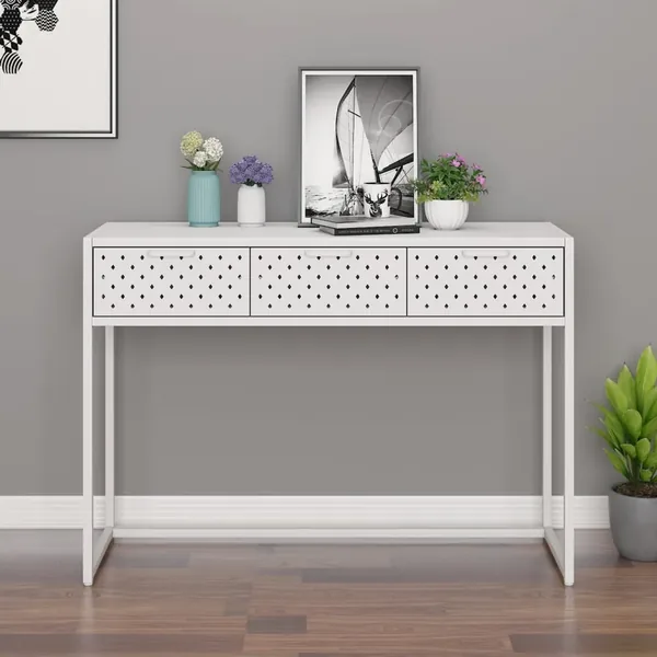 Table console Blanc 106x35x75 cm Acier