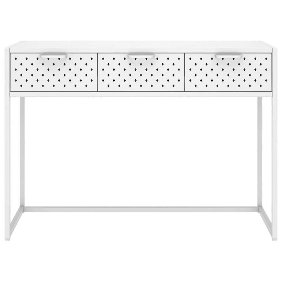 Table console Blanc 106x35x75 cm Acier - 3