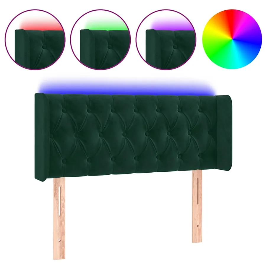 Tête de lit à LED Vert foncé 103x16x78/88 cm Velours - 2