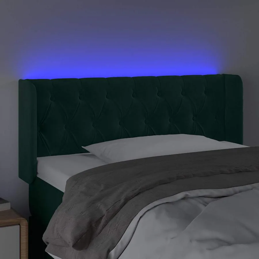 Tête de lit à LED Vert foncé 103x16x78/88 cm Velours - 4