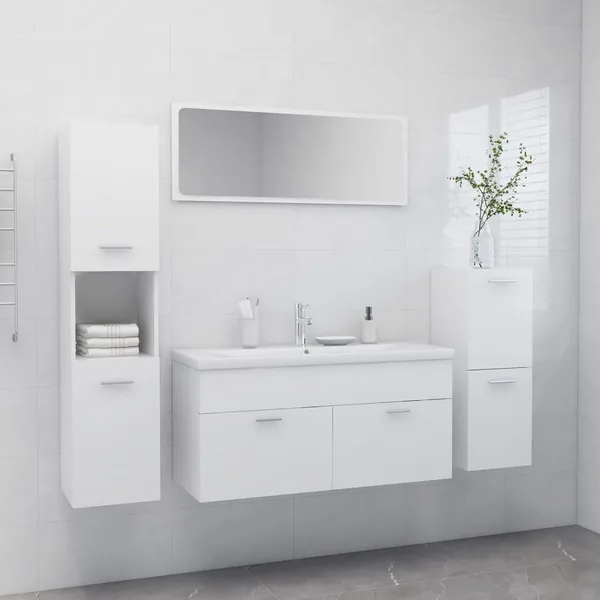 Ensemble de meubles de salle de bain Blanc Aggloméré