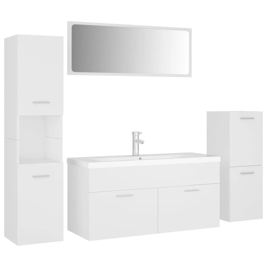 Ensemble de meubles de salle de bain Blanc Aggloméré - 2
