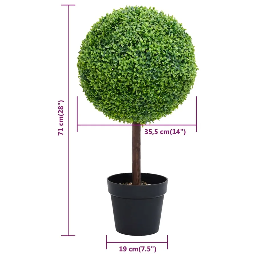 Plante de buis artificiel avec pot Forme de boule Vert 71 cm - 5