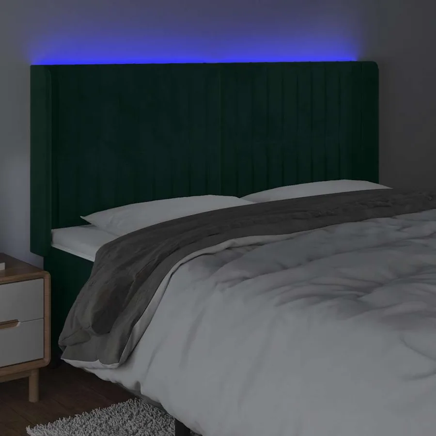 Tête de lit à LED Vert foncé 183x16x118/128 cm Velours - 4