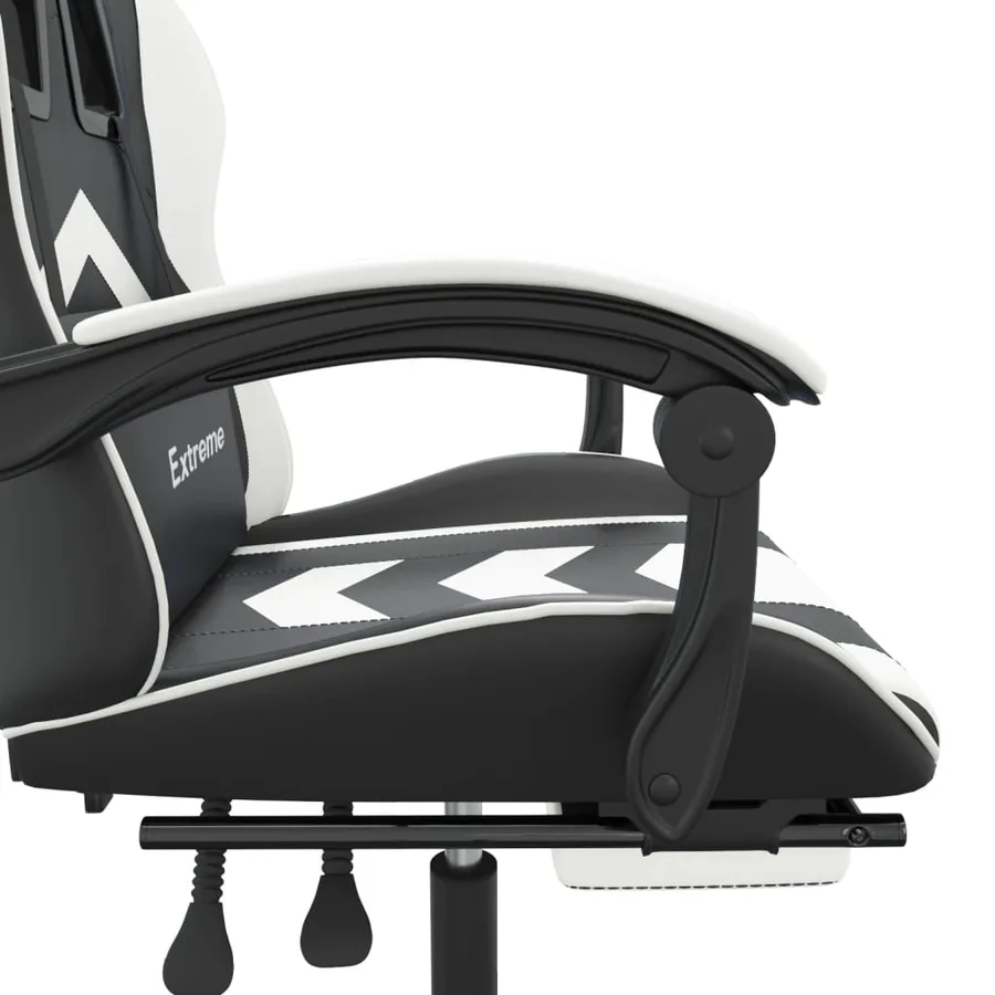 Chaise de jeu avec repose-pied Noir et blanc Similicuir - 10