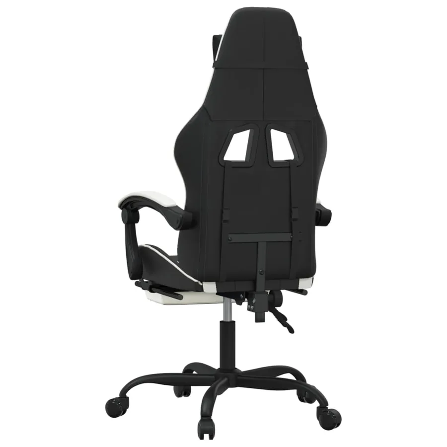 Chaise de jeu avec repose-pied Noir et blanc Similicuir - 5