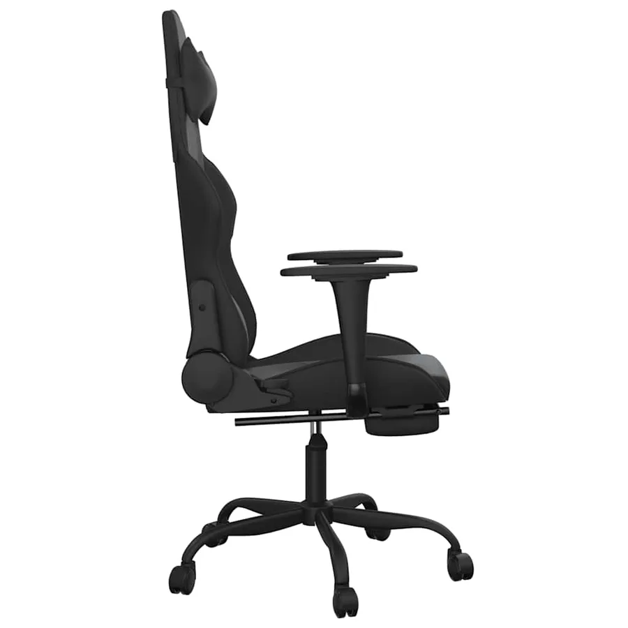 Chaise de jeu de massage avec repose-pied Noir Similicuir - 5