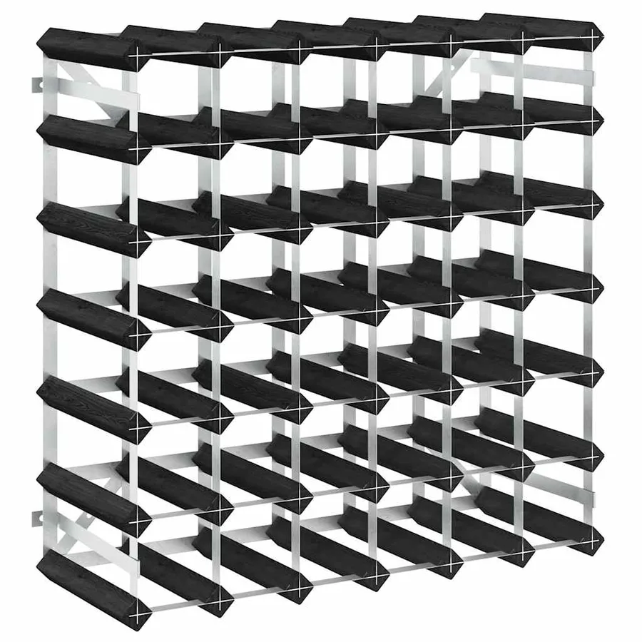 Casier à bouteilles pour 42 bouteilles Noir Bois de pin solide - 2