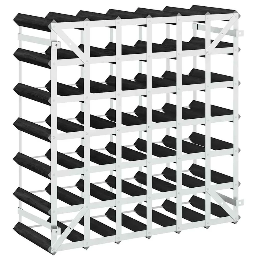 Casier à bouteilles pour 42 bouteilles Noir Bois de pin solide - 7