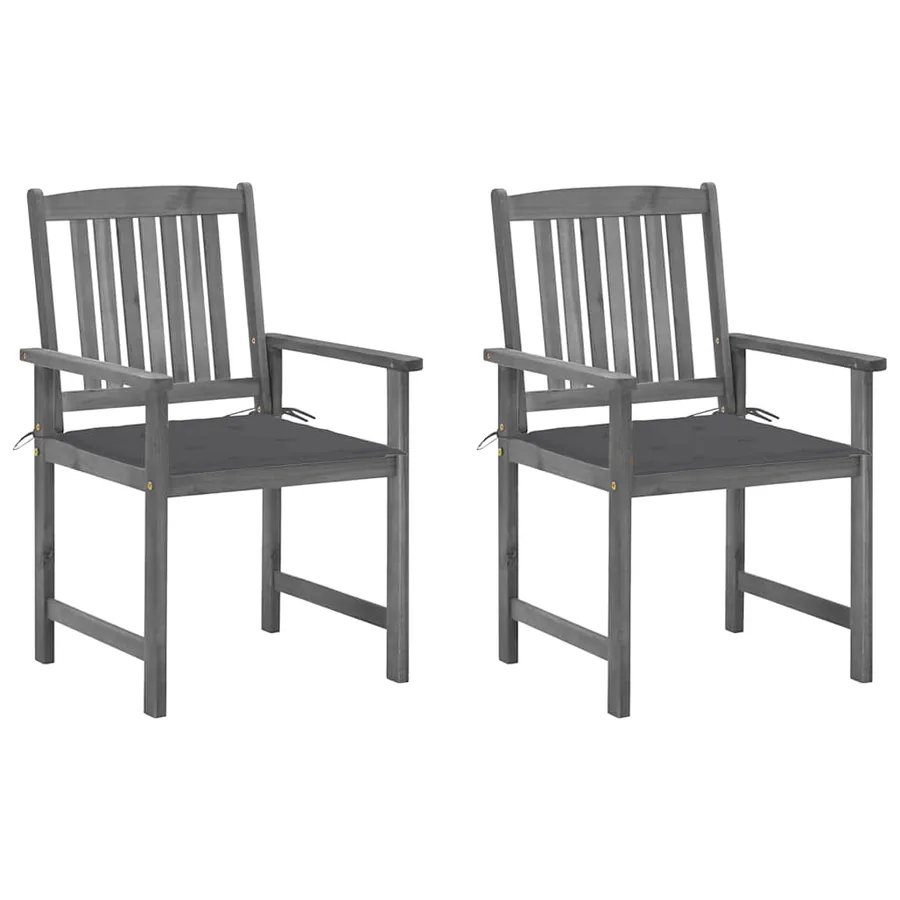 Chaises de jardin et coussins lot de 2 Gris Bois acacia massif