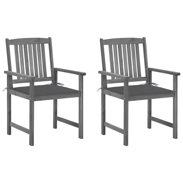 Chaises de jardin et coussins lot de 2 Gris Bois acacia massif