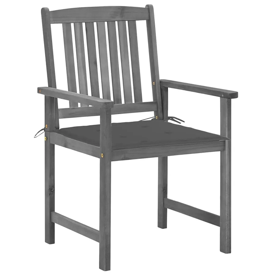 Chaises de jardin et coussins lot de 2 Gris Bois acacia massif - 3