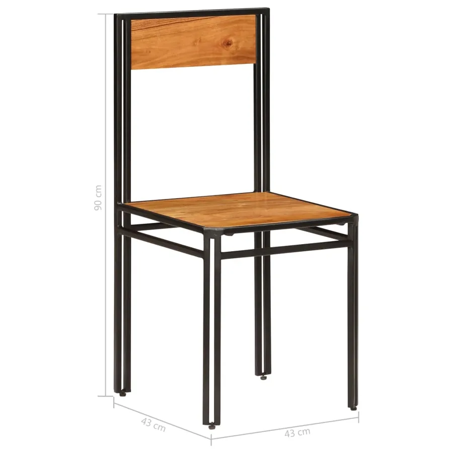 Chaises à manger lot de 2 bois d'acacia solide - 14