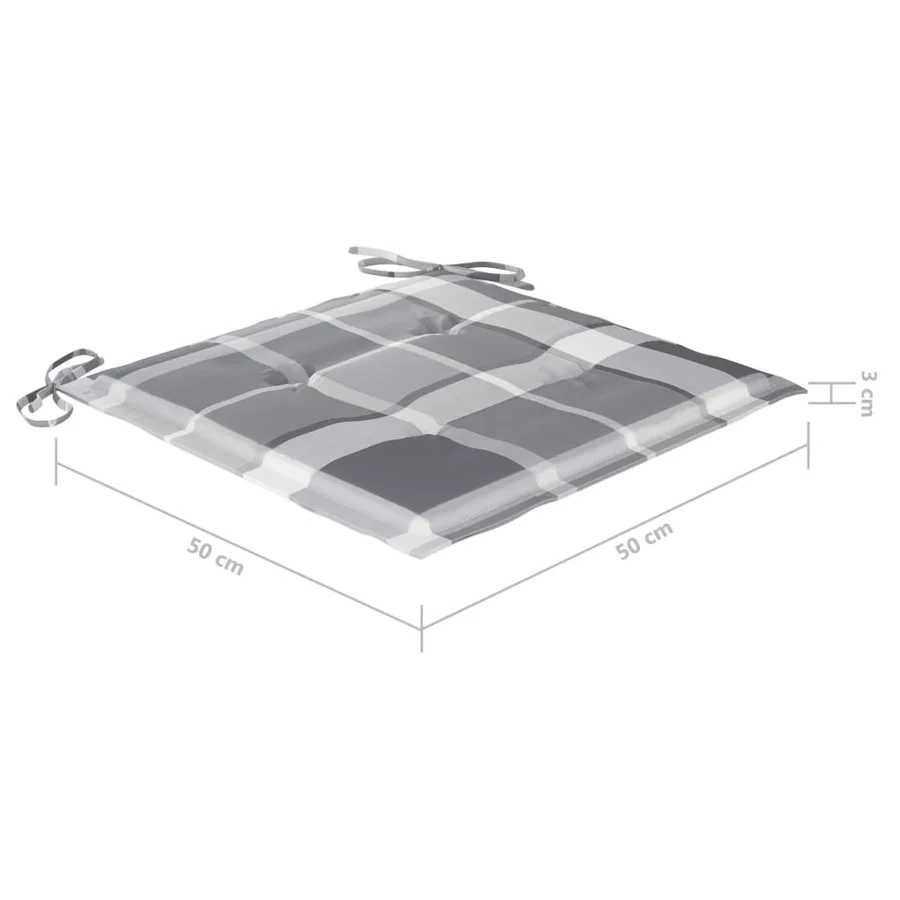Chaise à bascule avec coussin à carreaux gris Bois de teck - 10