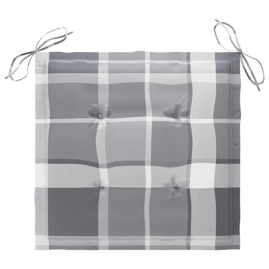 Chaise à bascule avec coussin à carreaux gris Bois de teck - 6