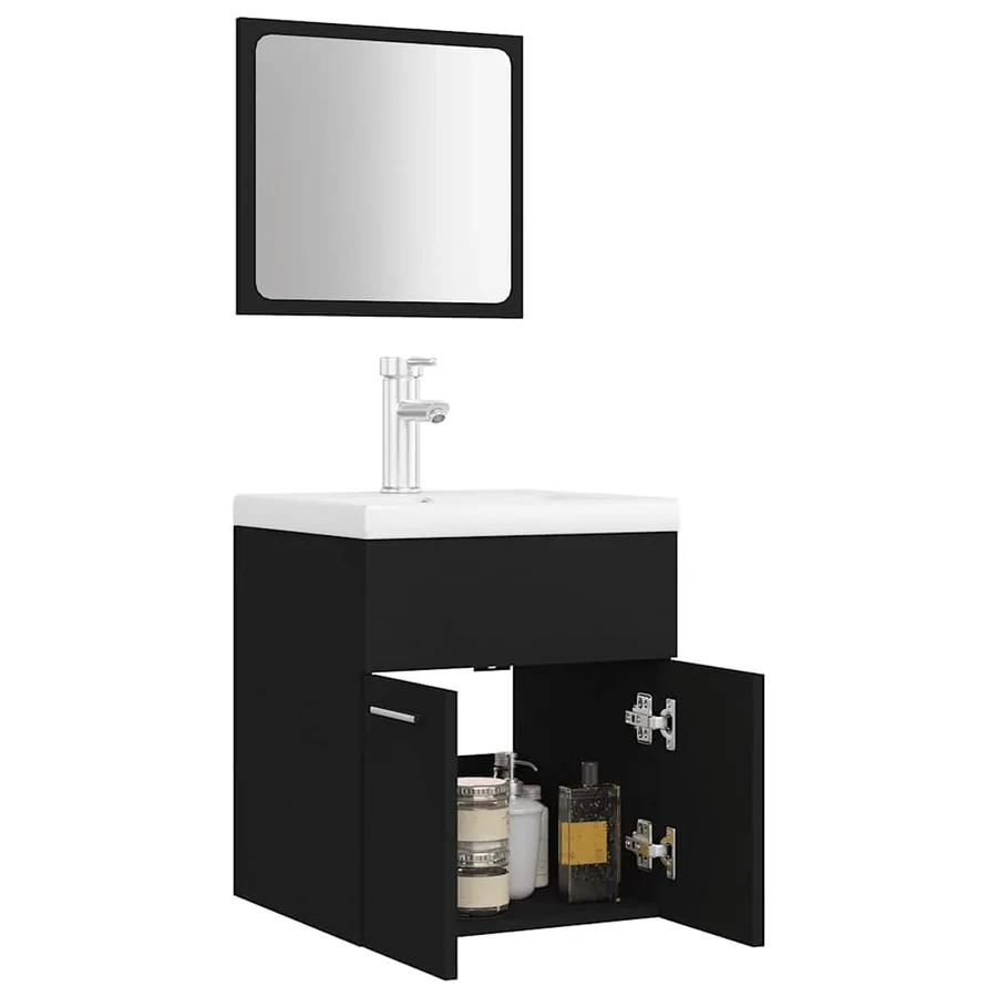 Ensemble de meubles de salle de bain Noir Aggloméré - 4