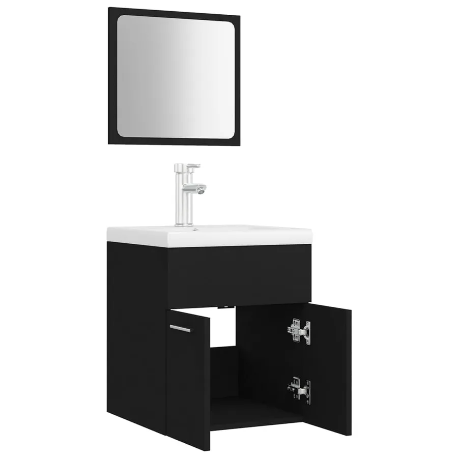 Ensemble de meubles de salle de bain Noir Aggloméré - 5