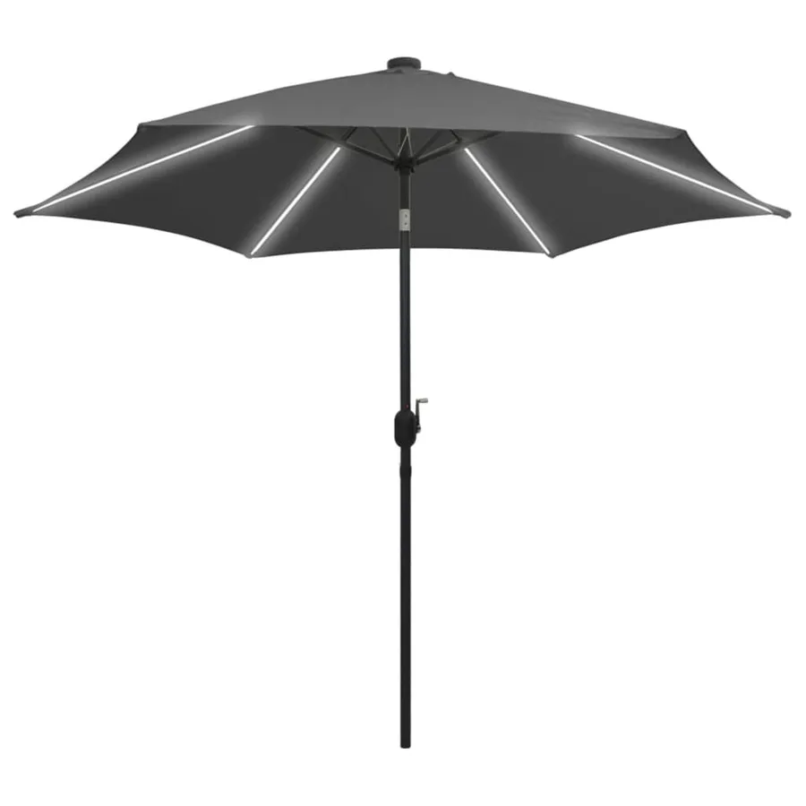Parasol de jardin et lumières LED mât en aluminium anthracite - 2