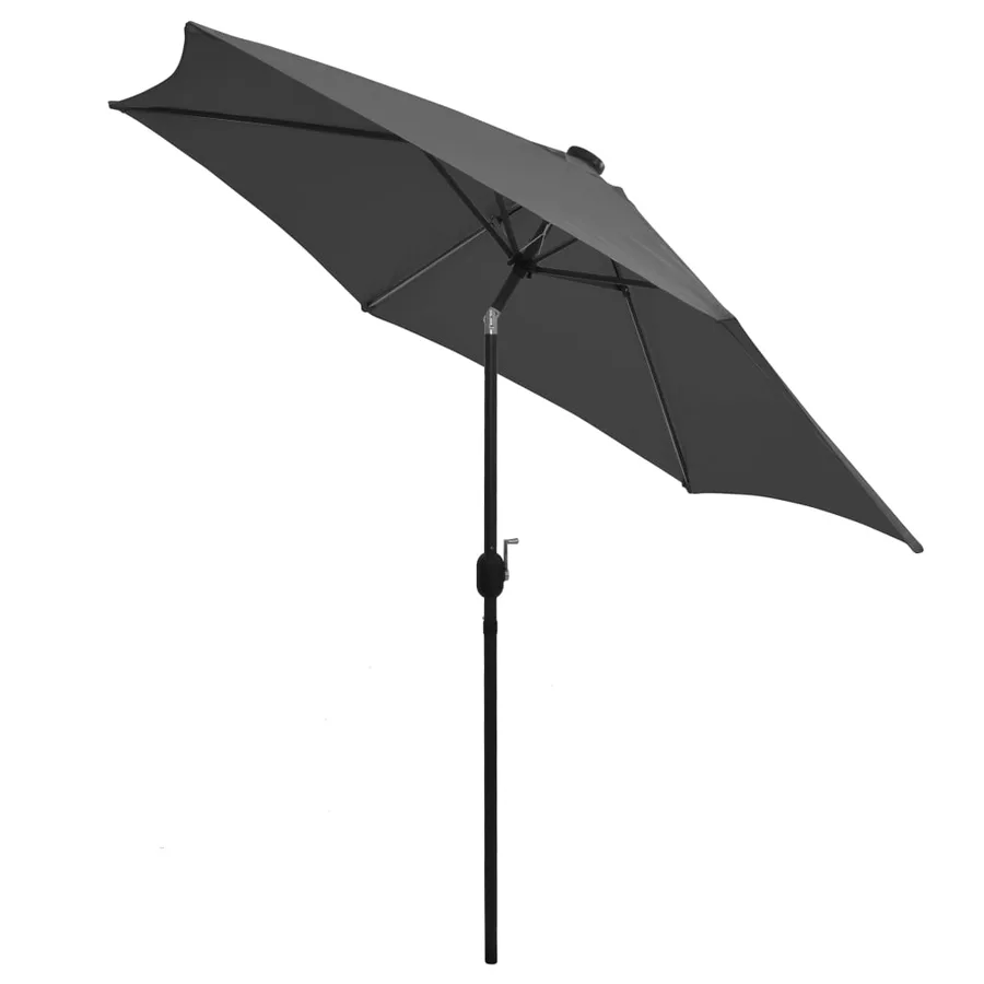 Parasol de jardin et lumières LED mât en aluminium anthracite - 4