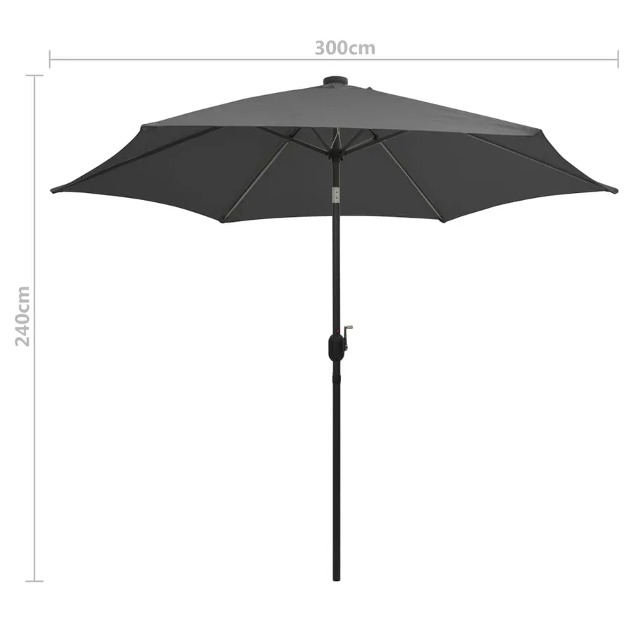 Parasol de jardin et lumières LED mât en aluminium anthracite - 8