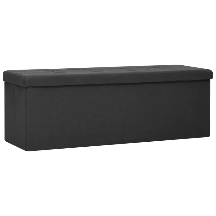 Banc de rangement pliable Noir Faux lin - 2