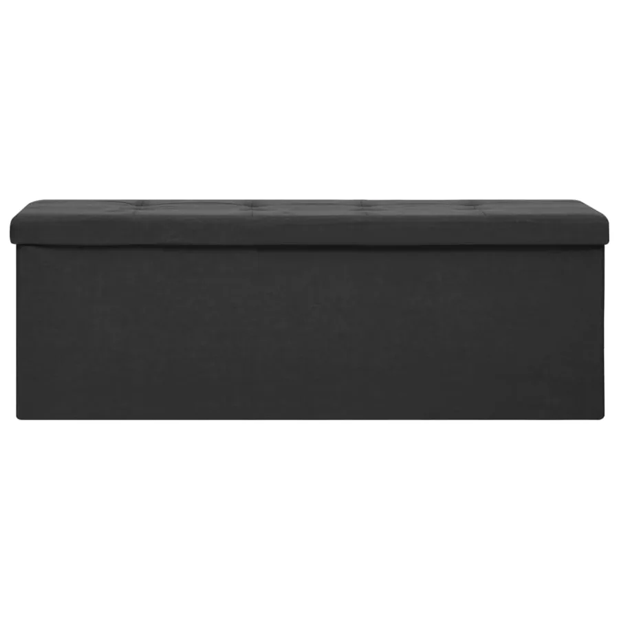 Banc de rangement pliable Noir Faux lin - 3