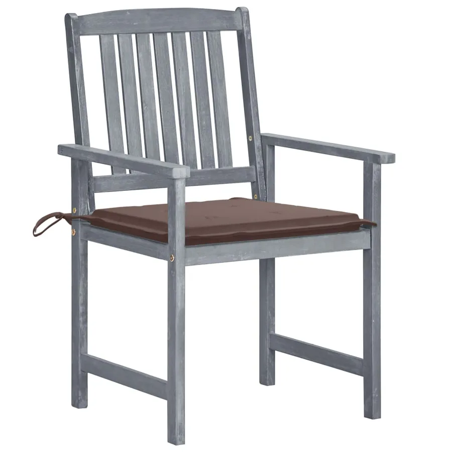 Chaises de jardin et coussins lot de 6 Bois acacia massif Gris - 2
