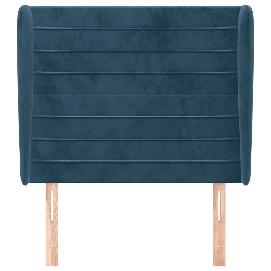 Tête de lit avec oreilles Bleu foncé 93x23x118/128 cm Velours - 3