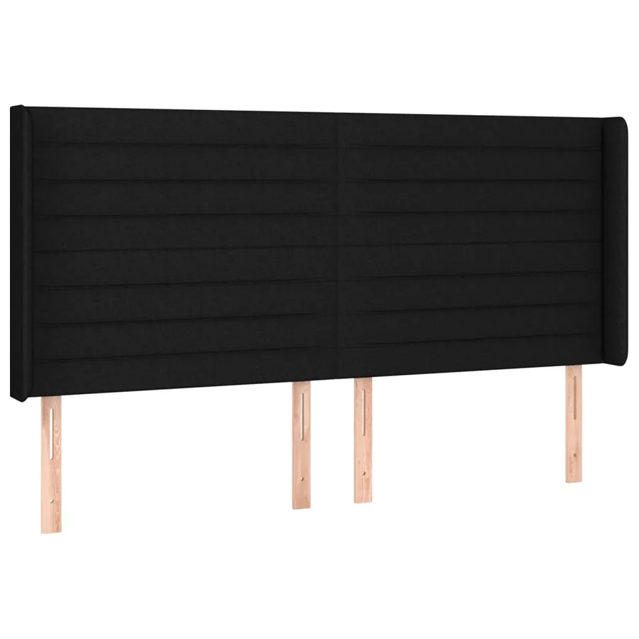 Tête de lit avec oreilles Noir 203x16x118/128 cm Tissu - 2