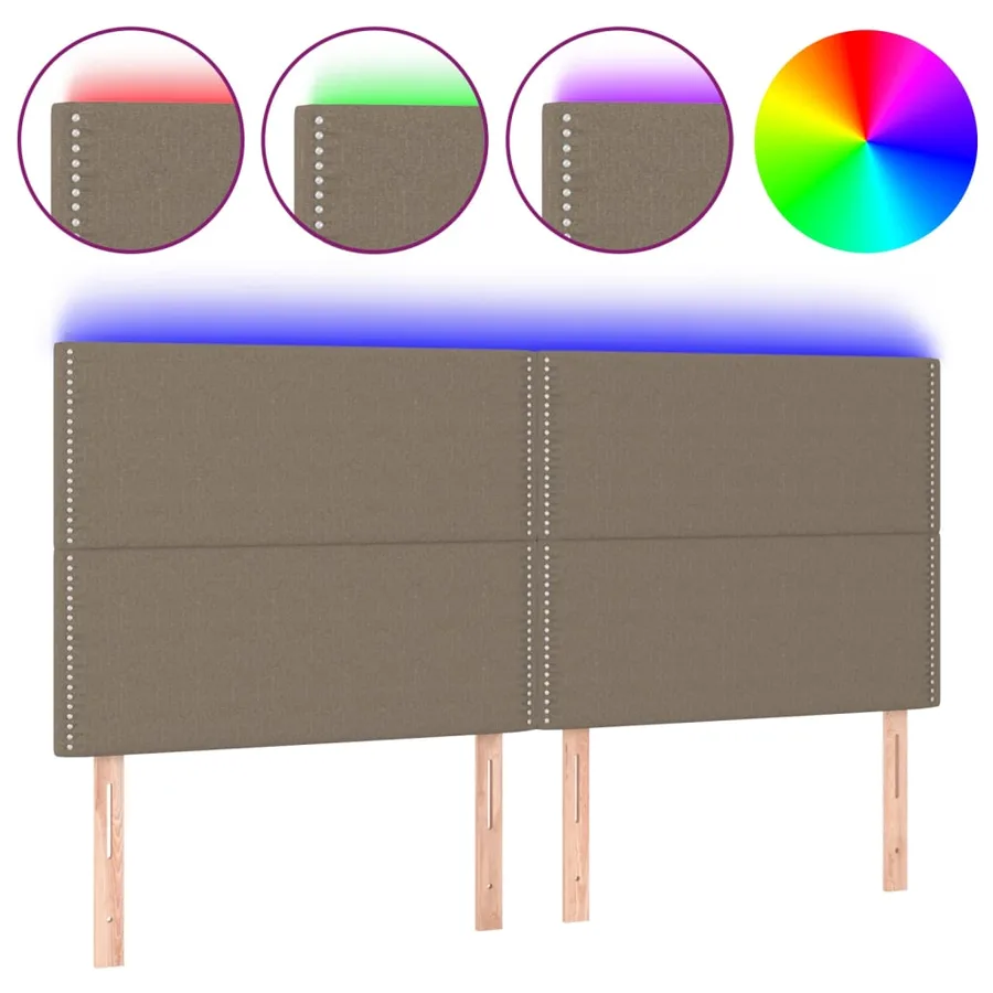 Tête de lit à LED Taupe 180x5x118/128 cm Tissu - 2