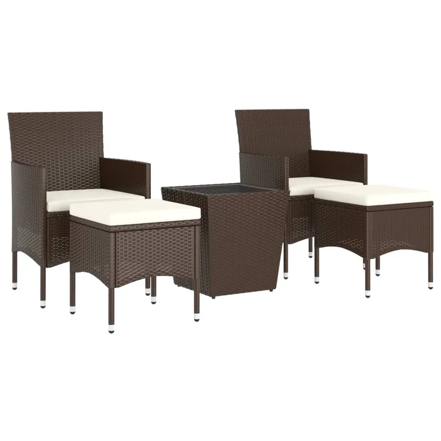 Ensemble de bistro de jardin 5 pcs poly rotin et verre trempé - 3