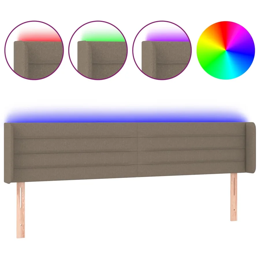 Tête de lit à LED Taupe 163x16x78/88 cm Tissu - 2