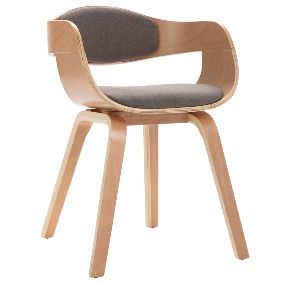 Chaises à manger lot de 6 bois courbé et tissu taupe - 3
