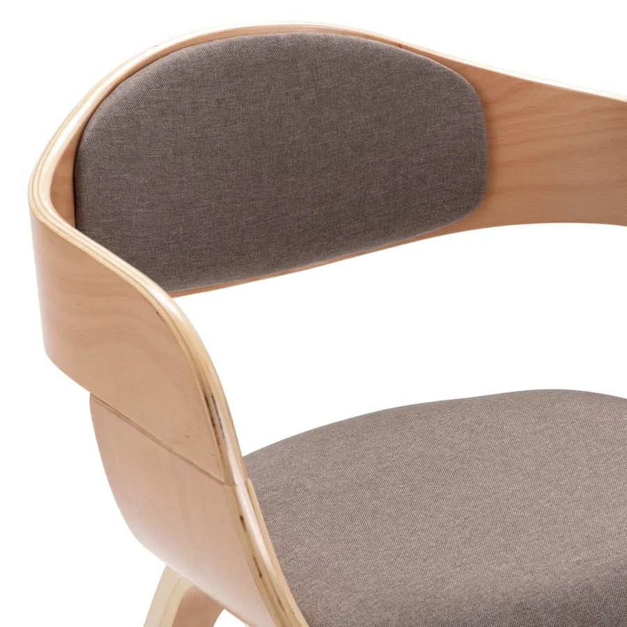 Chaises à manger lot de 6 bois courbé et tissu taupe - 7