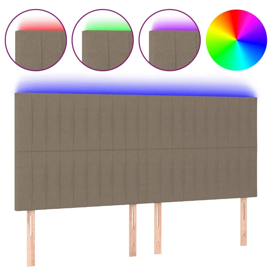 Tête de lit à LED Taupe 160x5x118/128 cm Tissu - 2