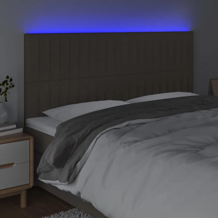 Tête de lit à LED Taupe 160x5x118/128 cm Tissu - 3