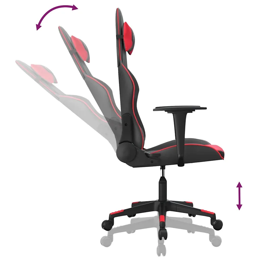 Chaise de jeu de massage Noir et rouge Similicuir - 7
