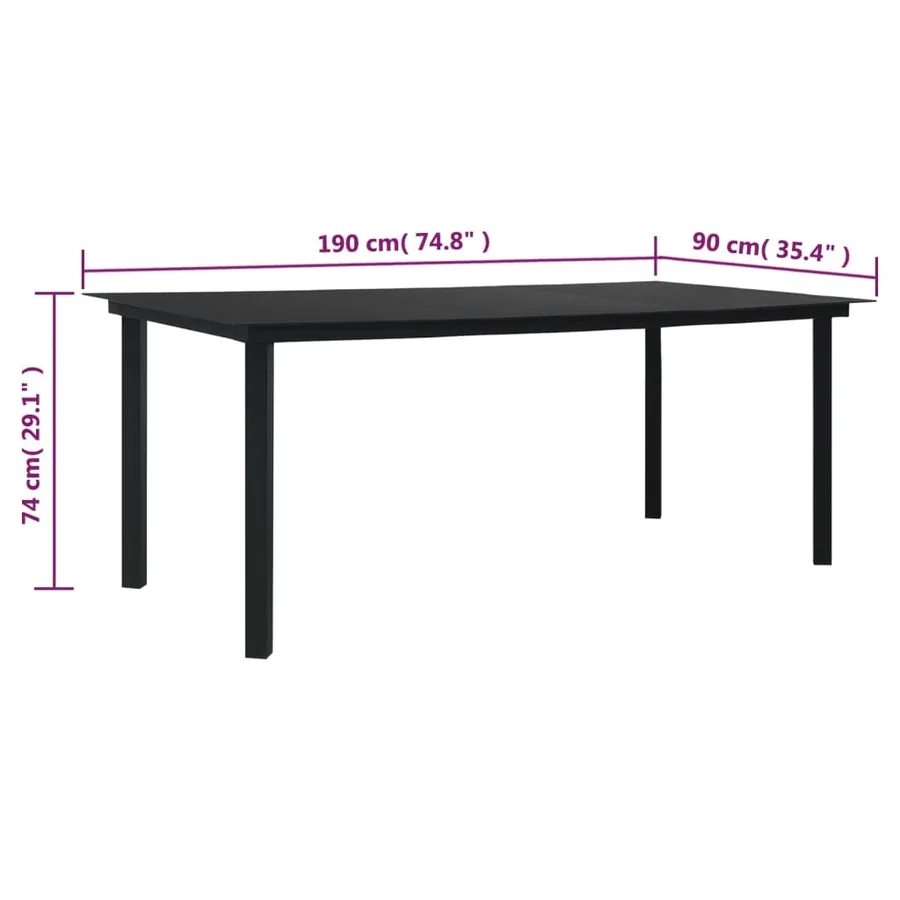 Ensemble à manger de jardin 9 pcs noir rotin PVC - 12