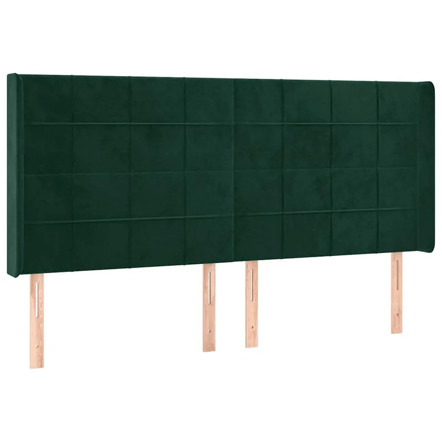 Tête de lit avec oreilles Vert foncé 183x16x118/128 cm Velours - 2