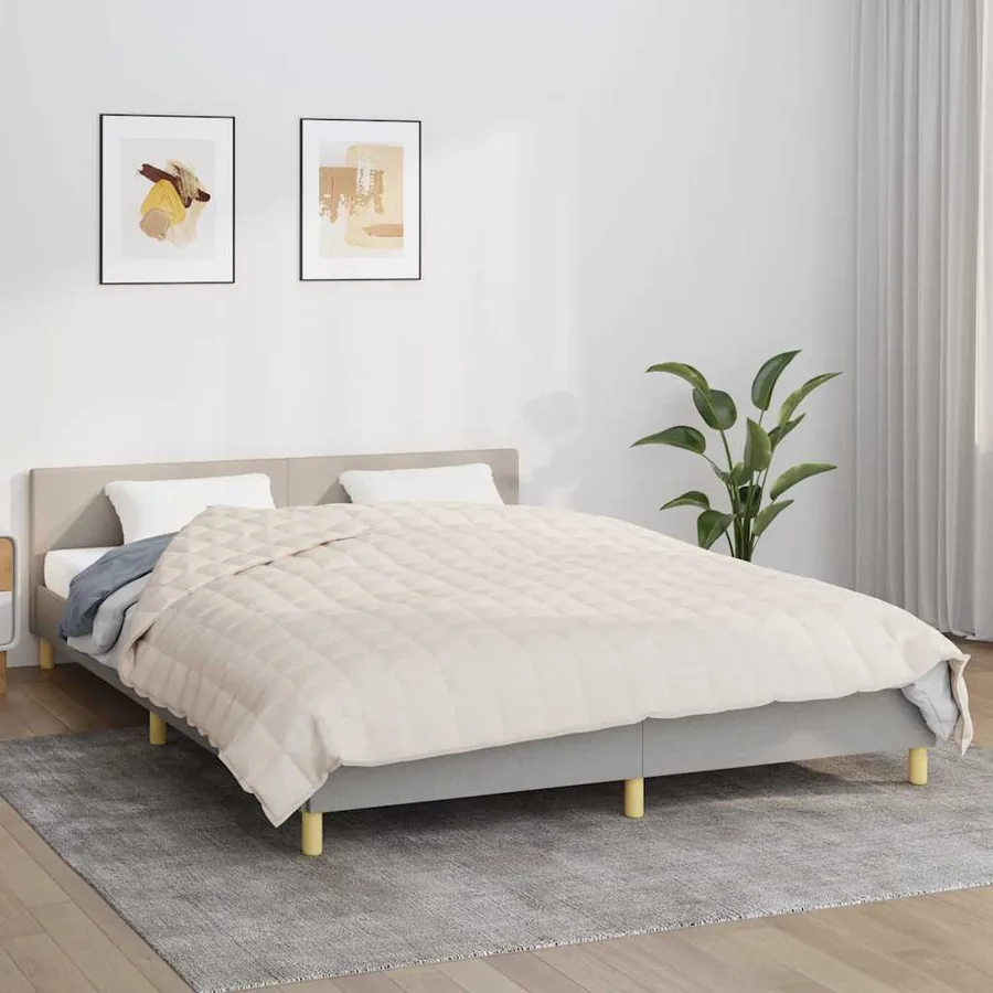 Couverture lestée Crème clair 200x225 cm 9 kg Tissu