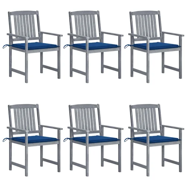 Chaises de jardin et coussins lot de 6 Bois acacia massif Gris
