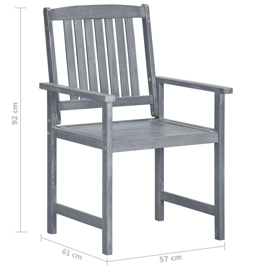 Chaises de jardin et coussins lot de 6 Bois acacia massif Gris - 11