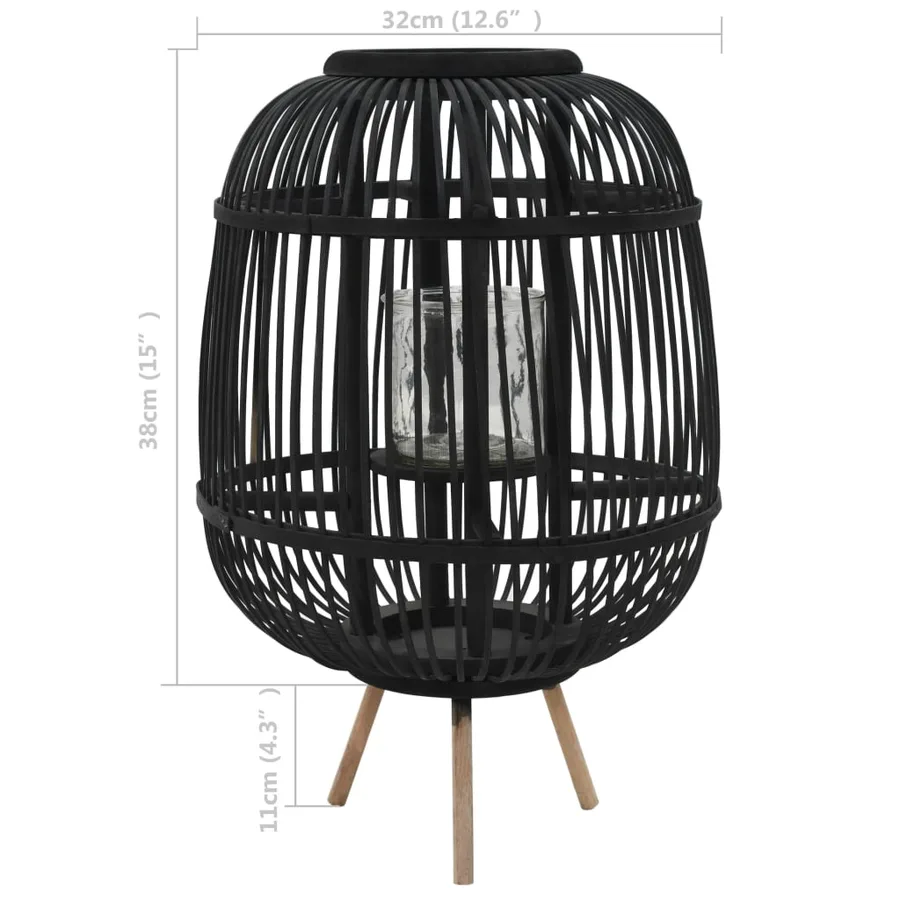 Bougeoir dur pieds Bambou Noir - 4