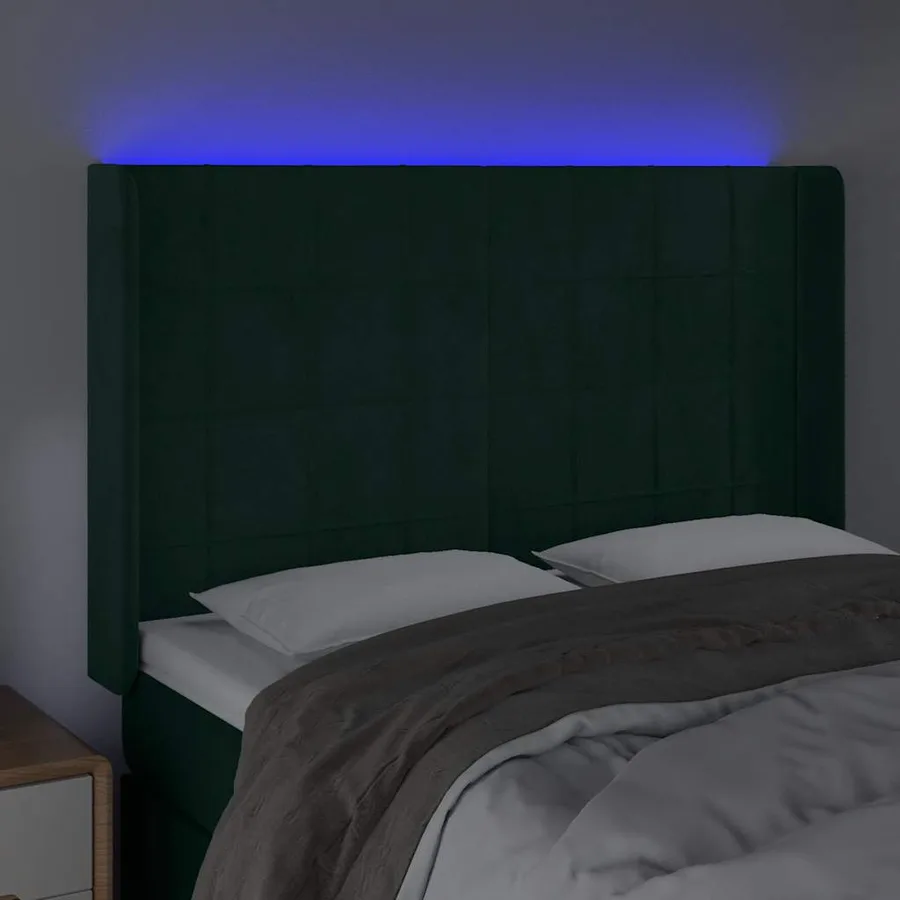 Tête de lit à LED Vert foncé 147x16x118/128 cm Velours - 4