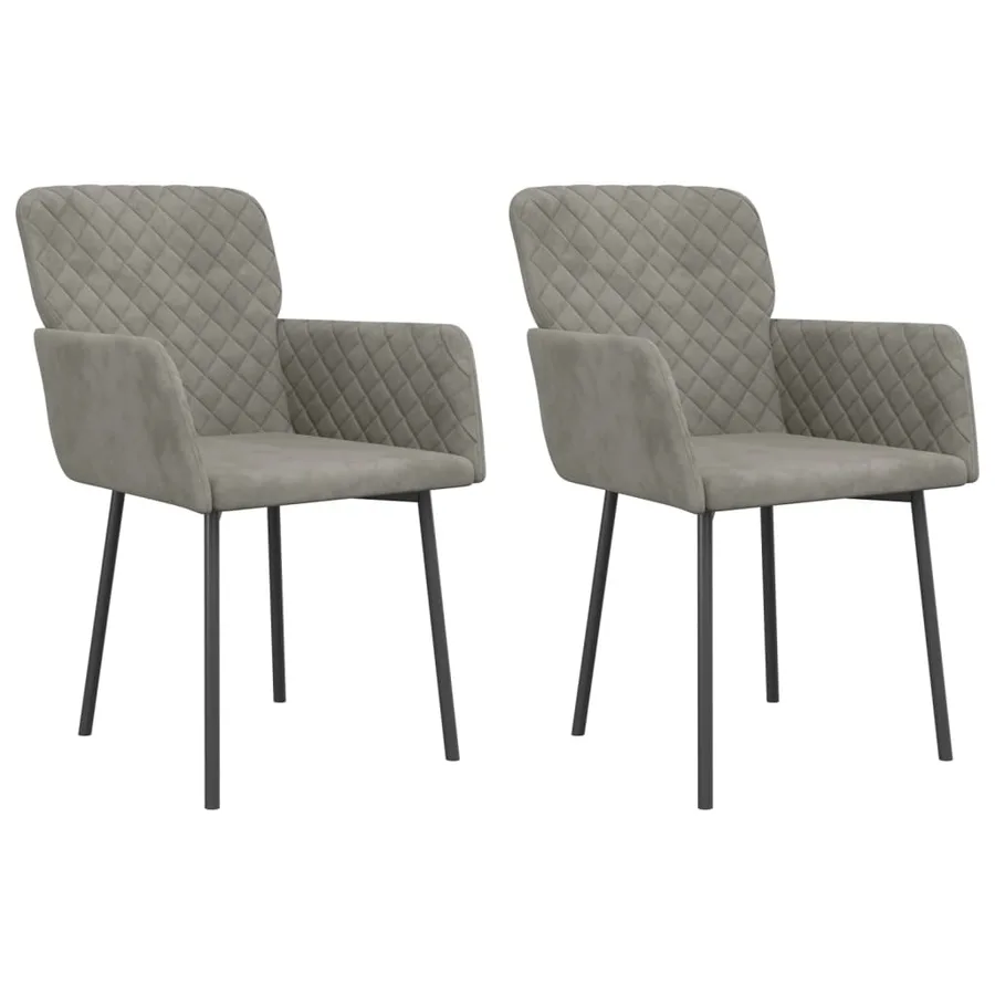 Chaises à manger lot de 2 Gris clair Velours - 2