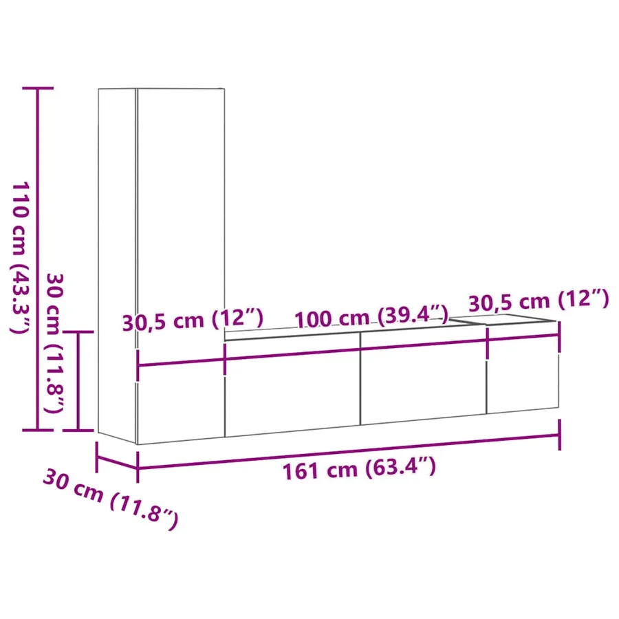 Ensemble de meubles TV 3 pcs Sonoma gris Bois d'ingénierie - 11