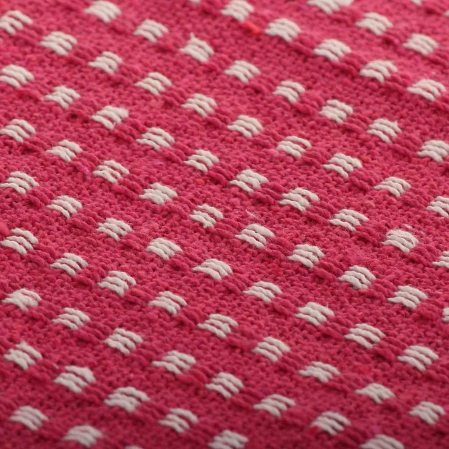 Couverture coton à carrés 125x150 cm Rose - 6