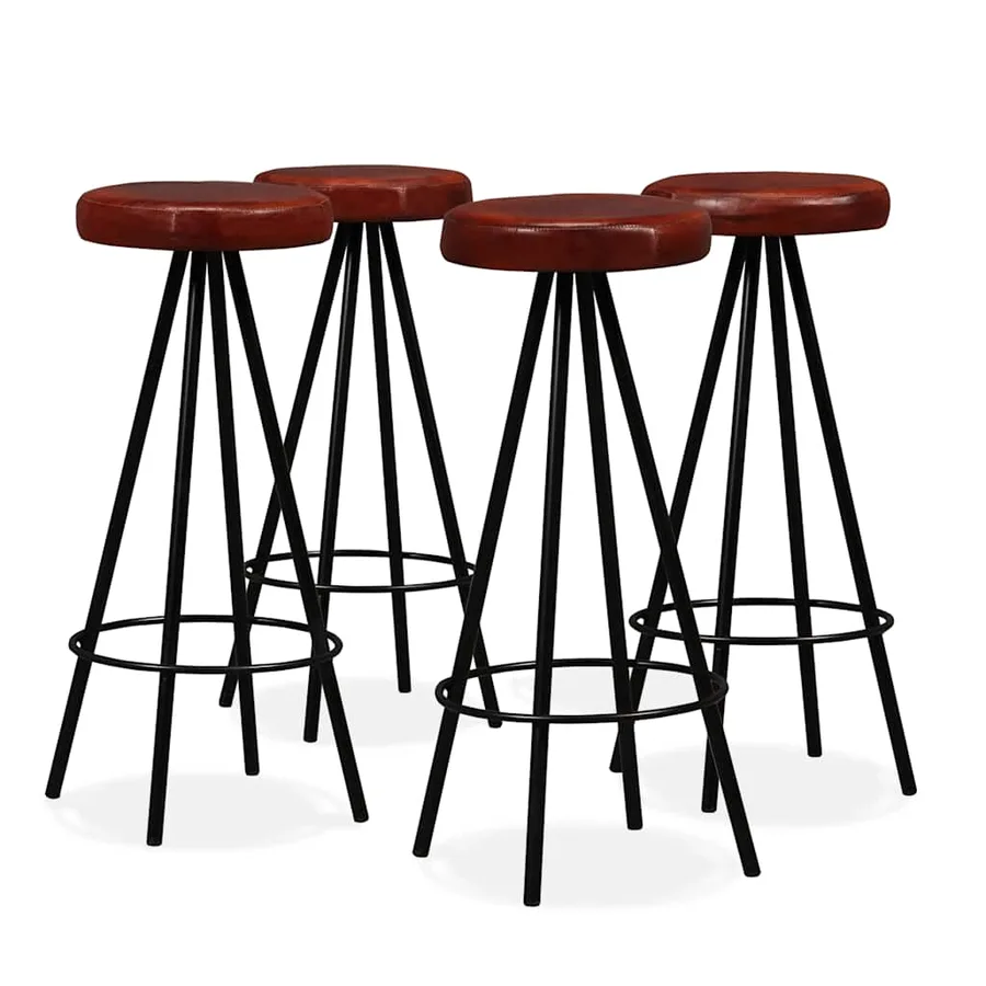 Ensemble de bar 5 pcs Bois d'acacia massif et cuir véritable - 8